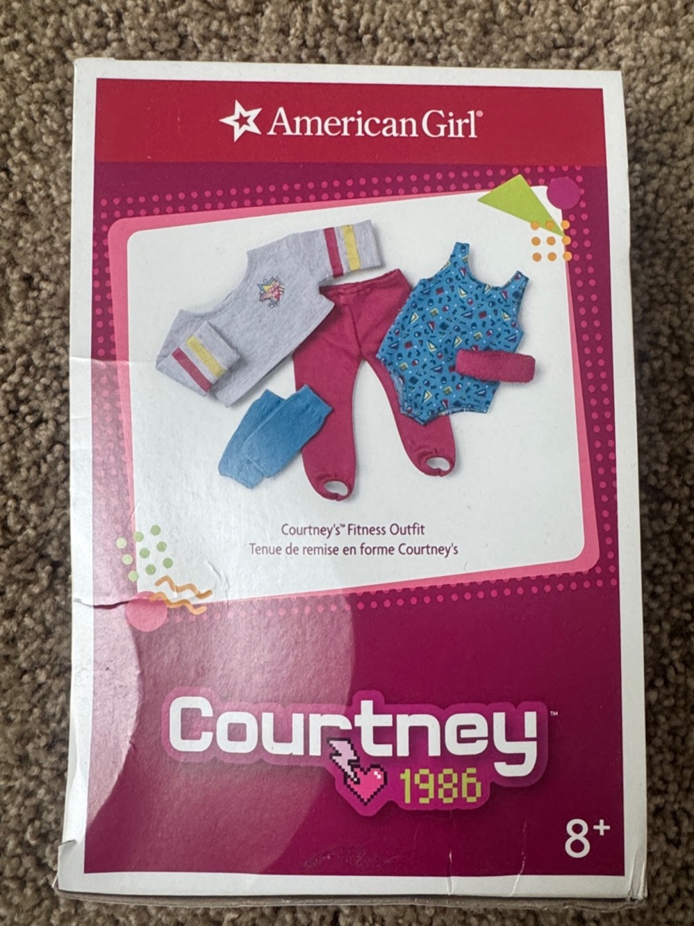 American Girl Courtney Fitness Outfit Set in Blue, Pink, Gray
